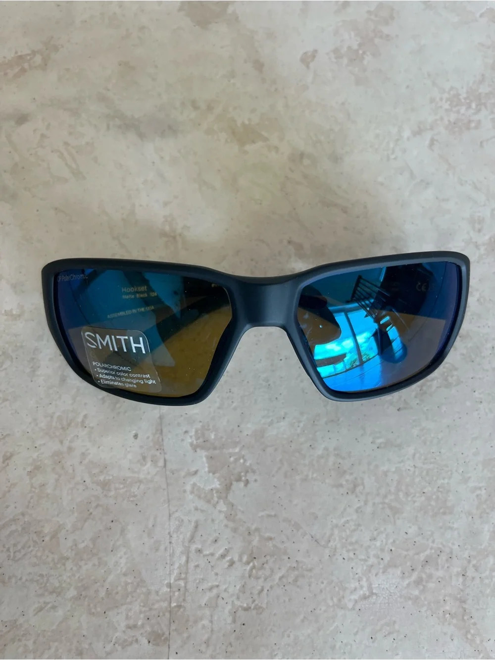 SMITH Men's Black Frame Sunglasses with Blue Mirrored Lenses